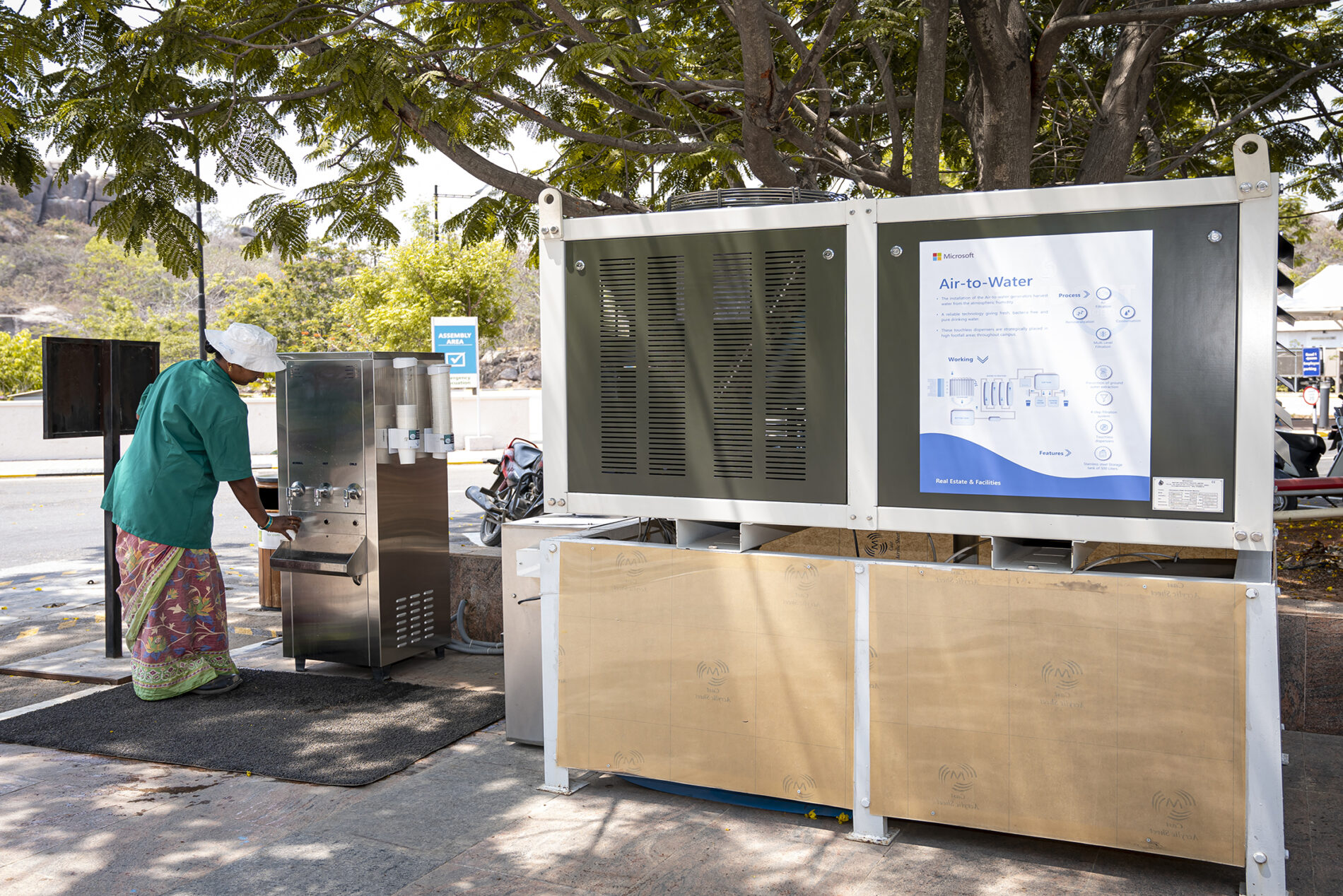 woman using a water refill station