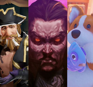 three panel art of video game covers