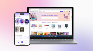 a mobile and PC view of the Microsoft Designer app