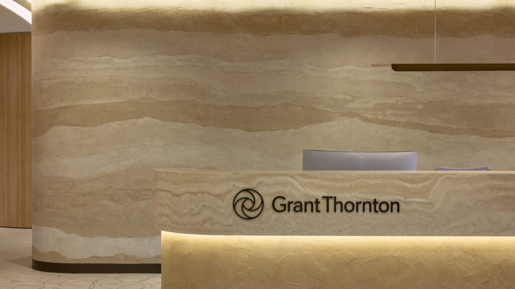 Office reception with Grant Thornton logo