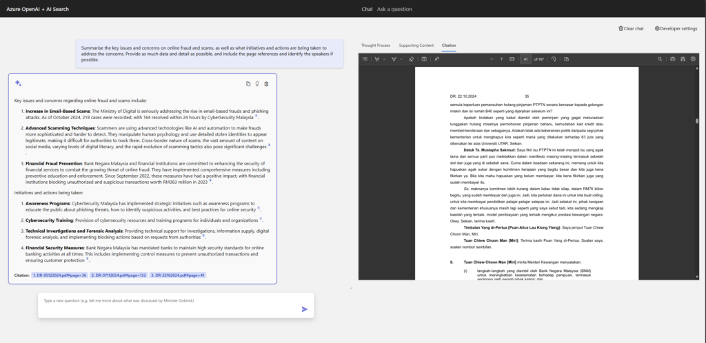 Demo scenario of interaction with chatbot